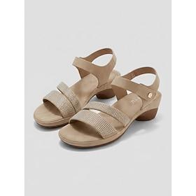 Damesandaler med mandelmønster og hæl, justerbare sandaler med åben tå og kraftig hæl, behageligt afslappet sommerfodtøj til rejser og shopping haveudflugter