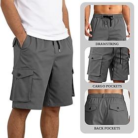 Herre Lastbukser Shorts med lommer Shorts Casual shorts Snørelukning Lomme Elastisk Talje Vanlig Komfort Åndbart Knælængde Afslappet udendørs Strand Ferie Mode