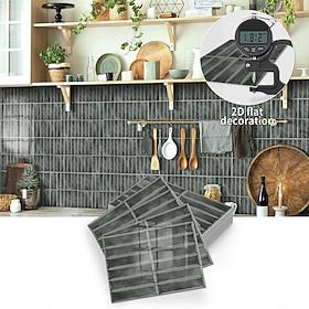 10PCS 17x23cm Peel and Stick Thick Tile Stickers Silver Gray Mosaic Pattern PVC Wall Stickers, American Retro Self-Adhesive Removable Wallpaper for Renters, Be