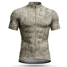 Men Cycling Jersey Abstract Short Sleeve Bike Jersey Top with 3 Rear Pockets UV Resistant Quick Dry With Pockets Front Zipper Sports Light Grey Clothing Appare