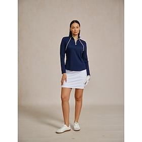 Women's Golf Polo Shirt Navy Blue Long Sleeve Top Ladies Golf Attire Clothes Outfits Wear Apparel