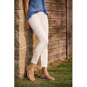 Dame capri shorts Leggins Hyggelige leggings Ferie Mode kystnære bedstemor-stil Ankel-længde Medium Talje Ensfarvet Blonder Komfort Elastisk Daglig Afslappet /