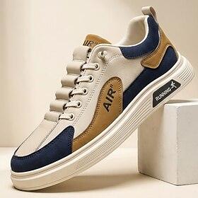 Men's White Navy Casual Sneakers Lace-Up Lightweight Comfort Walking Shoes Stylish Low Top Footwear for Daily Wear, Travel, Commuting and Smart Casual Looks