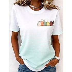Dame T-shirt Trykt mønster Blomstret Grafisk Mode Stilfuld Klassisk Kortærmet Rund hals Almindelige toppe Afslappet Daglig Weekend Gul Rød Lilla Grøn Sommer Fo