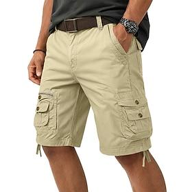 Men's Cargo Shorts Beach Shorts Work Shorts Hiking Shorts Leg Drawstring Multi Pocket Wearable Plain Knee Length Casual Daily Outdoor Vacation Streetwear Black