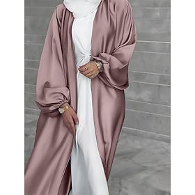 Women's Loungewear Robe Nightgown Fashion Casual Pure Color Satin Silky Pajamas Pyjamas Patchwork Dress Daily Home Vacation Long Sleeve V Neck Black Champagne