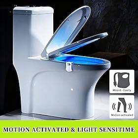 16-farvet LED-natlampe med bevægelsessensor, USB-genopladelig toiletlåglampe, kreativ hængende sensor til badeværelset, farveskiftende omgivende lampe
