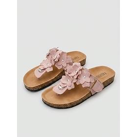 Women's Pink Floral Thong Sandals β Soft Footbed Flat Slides with 3D Flower Embellishment, Lightweight Slip-On Summer Shoes for Beach Vacation, Garden Parties