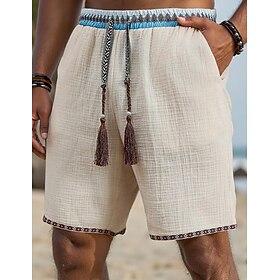 Herre Shorts Sommer shorts Strandshorts Casual shorts Snørelukning Elastisk Talje Vanlig Komfort Blød Knælængde Daglig udendørs Strand Ferie Mode Sort Gul Uela