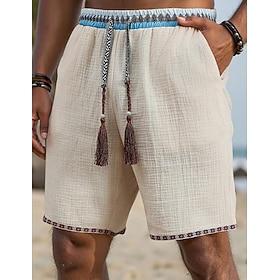 Herre Shorts Sommer shorts Strandshorts Casual shorts Snørelukning Elastisk Talje Vanlig Komfort Blød Knælængde Daglig udendørs Strand Ferie Mode Sort Gul Uela