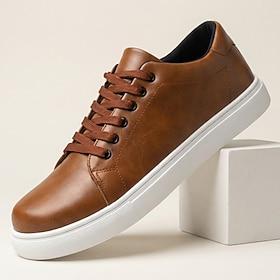 Men's Brown  Casual Sneakers Lace-Up Minimalist Low Top Comfort Walking Shoes for Daily Wear, Travel, Commuting, Weekend Outfits, Outdoor Leisure and Smart Cas