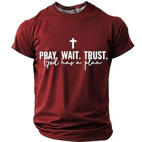 Herre ensfarvet korsbibel t-shirt kortærmet t-shirt 3D-print rund hals skjorte vintage retro daglig festival blå sort bordeaux sommer forår tøj s m l xl 2xl 3x