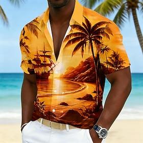 Men's Coconut Tree Nature  Landscapes Tropical Plants Summer Hawaiian Shirt Tropical Shirts Aloha Shirt Short Sleeve Hawaiian Beach Vacation Wear Summer Spring