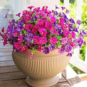 24 bundter kunstige blomster til udendørs dekoration falske silke morgenfrueblomster kunstige eukalyptusplanter UV-resistente til veranda terrasse have forår s
