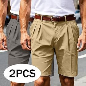 Men's Shorts Dress Shorts Work Shorts Golf Shorts Plain Breathable Above Knee Daily Outdoor Streetwear Sports Streetwear BlackLight Gray BlackDark Gray Inelast