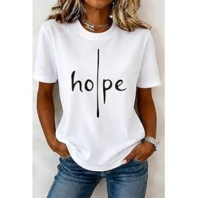 Dame T-shirt Trykt mønster Blomstret Grafisk Mode Stilfuld Klassisk Kortærmet Rund hals Almindelige toppe Afslappet Daglig Weekend Sort Hvid Sommer Forår