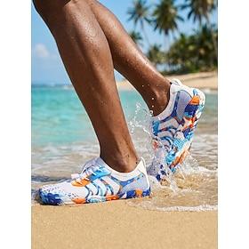 Herre hvide og blå hurtigttørrende vandsko lette barfodede aqua sneakers skridsikre strandsko til vandaktiviteter, svømning, rejser ved havet, surfing, flodvan