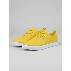 Women's Yellow Casual Sneakers – Minimalist Lace-Up Low Top Shoes for Daily Wear, Walking and Street Style