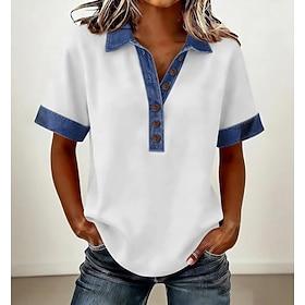 Women's Tunic Vintage Stylish Short Sleeve Regular Tops Daily Holiday Going out Blue Black White Yellow Pink Summer Spring