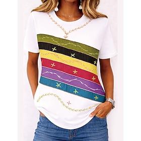 Women's T Shirt Print Floral Graphic Fashion Stylish Classic Short Sleeve Crew Neck Round Neck Regular Tops Casual Daily Weekend Black White Purple Brown Green
