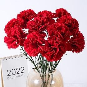 10 bundter kunstige nellikeblomster, falske røde silkeblomster til bryllup, boligindretning, lærerens dag, mors dag, gave, fest blomsterarrangementer