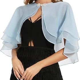 Women's Wrap Mother's Wraps Bridal's Wraps Wedding Guest 's Wraps Cape Elegant Ladies Formal Style Sleeveless Polyester Wedding Wraps With Pure Color For Daily