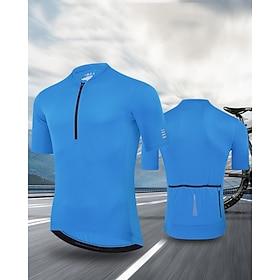 Herre Cykeltrøje Helfarve Kortærmet Cykel Trøje Toppe med 3 baglommer UV-resistent Hurtigtørrende Tilbage til lomme Svedreducerende Sport Sort Hvid Rød Tøj