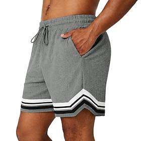 Men's Waffle Shorts Shorts Casual Shorts Textured Shorts Patchwork Plain Solid Quick Dry Breathable Above Knee Outdoor Gym Training Sports Sport Blue Black Mic