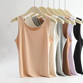 Women's Blouse Camisole Tank Top Plain Vintage Stylish Sleeveless V Neck Regular Tops Streetwear Holiday Going out Black White Brown Apricot Grey Summer Spring