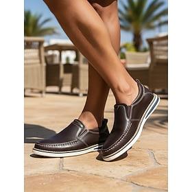 Brune slip-on loafers til mænd, lette, komfortable vandresko, bløde, smarte, afslappede sko til udendørsaktiviteter, ferierejser, daglig fritid og afslappet so