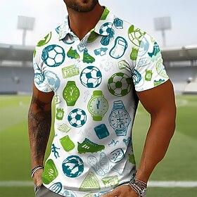 2026 Soccer Cup Men's Soccer Polo Shirts Short Sleeve Polo Shirts Lapel Casual Athleisure Holiday Daily Wear 3D Print Buttons Breathable Mesh Spring Summer Pu