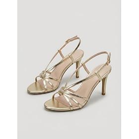 Kvinders guldfarvede sandaler med remhæl – elegante stiletto-sandaler med åben tå til bryllupsgæster i haven sommerfester