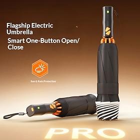 Electric Umbrella, Smart One-Button Automatic Open  Close, Windproof Sun and Rain Protection, Patented High-Tech Large Travel Umbrella, UV Blocking Folding Par