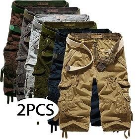 Herre Lastbukser Shorts med lommer Shorts Casual shorts Lomme Elastisk Talje Vanlig Over Knæet Afslappet udendørs Streetwear Mode Gade MørkegråLysegrå VinMørke