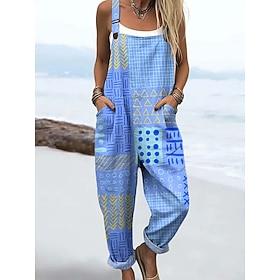 Dame samlet set Aktiv Blomstret Uden ærmer Ærmeløs Ret Firkantet hals Patchwork Lomme Daglig Strand Løstsiddende Blå Hvid Lilla Sommer