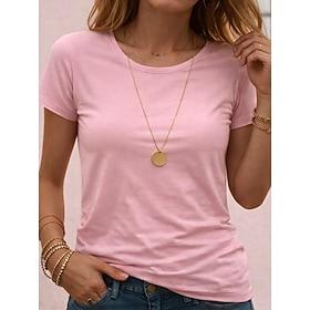 Dame Pyjamas Mode Enkel Afslappet Hjem Ferierejse Kortærmet Rund hals Sort Hvid Lyserød Vin Rosenrød Forår Efterår Regulær