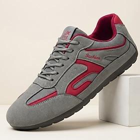 Herre lette snøresko med grå røde sportssko til hverdagsbrug og streetstyle