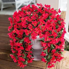 Kunstige bougainvillea blomster til udendørs dekoration, 2 stk. røde kunstige blomster UV-bestandige silkeblomster med lange slynger til hoveddør, veranda, urn
