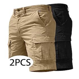 Herre Lastbukser Shorts med lommer Shorts Casual shorts Lomme Ren Vanlig Over Knæet Afslappet udendørs Streetwear Mode Gade Sort hærgrøn Sort khaki Mikroelas