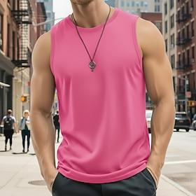 Herre Tanktop Underskorte Ærmeløs skjorte Wifebeater skjorte Uden ærmer Rund hals Sommer Vanlig Mode Designer Afslappet Crewneck Afslappet udendørs Træningscen