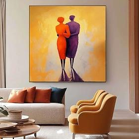 abstrakt to figurer lærred moderne kunst vægdekor farverig silhuetter maleri moderne lærred vægkunst levende boligdekoration