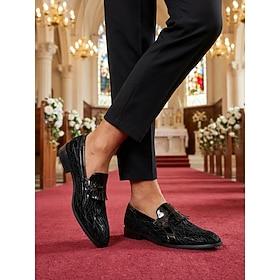 Herre high-end læderloafers med kvaster, sorte, elegante pæne sko til bryllupper, formelle begivenheder og særlige lejligheder