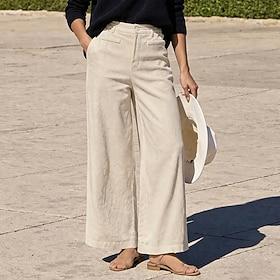 Women's Trousers Corduroy Pants Casual Pants Summer Pants Vacation Fashion Casual Daily Full Length High Waist Solid Color Plain Comfort Soft Breathable Inelas