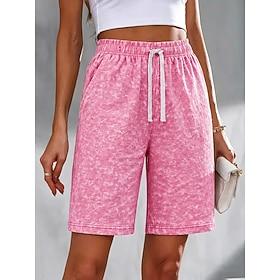 Dame Bermuda shorts kinesisk Shorts 100% Bomull Ferie Basale Knælængde Medium Talje Komfort Elastisk Daglig Ferierejse Formel Forårsgræs Grøn Sort Rosenrød Kaf