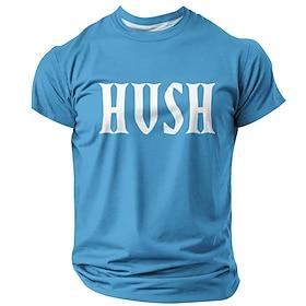 Men's HUSH Bold Letter Printed Streetwear T Shirt Graphic Regular Fit Casual Modern Hip Hop Designer Clothing Apparel S M L XL 2XL 3XL