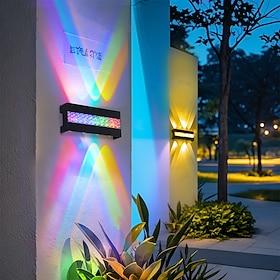 LED Wall Sconces, Modern Simple Black Rectangle Patio Light Outdoor Waterproof Wall Sconce Frosted die-cast Aluminum lamp Body up and Down Light