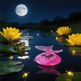 LED Float Lamp Color Solar Butterfly Dragonfly Shape Floating Light Outdoor Garden Swimming Fountain Pool Pond Water Light Decor  2pc
