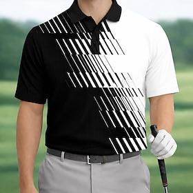 Herre Geometrisk Golf Sports polo shirts Kortærmet Polo skjorter Skjorter med krave Afslappet atletiktøj Dagligdagstøj 3D-udskrivning Knapper Sommer Forår Blå