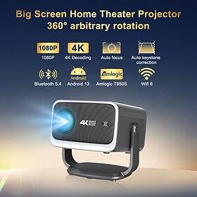 Smart projektor med native 1080p 4k-dekodning, Android 13 wifi 6, 360° rotation, autofokus Keystone, bærbar filmprojektor til hjemmebiograf udendørs, kompatibe