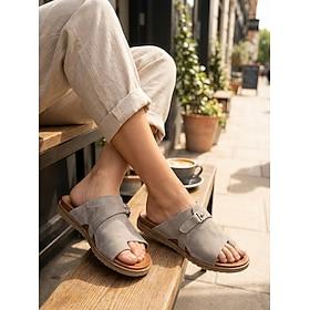 Women's Black Faux Leather Slip-On Sandals – Casual Summer Sandals with Cross-Strap Design for Comfort and Style